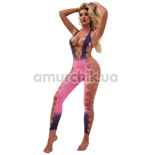 Комбинезон Star Night Hollow Out Gradient Bodystocking, фиолетово-розовый