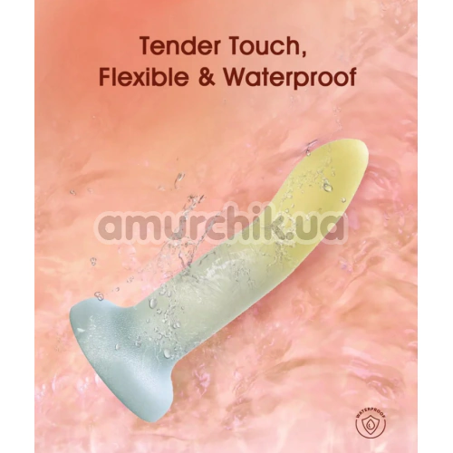 Фаллоимитатор Alume Smooth Silicone Dildo, зелено-желтый