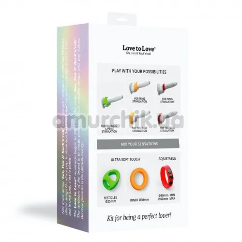Набор из 3 эрекционных колец для члена Love To Love Kit Neon Ring