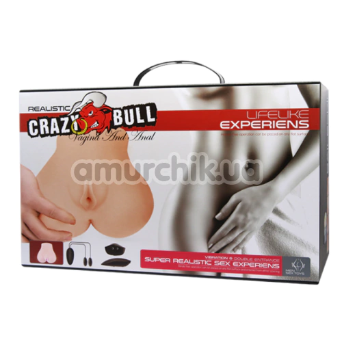 Искусственная вагина и анус с вибрацией Crazy Bull Vagina And Ass Lifelike Experiens, телесная