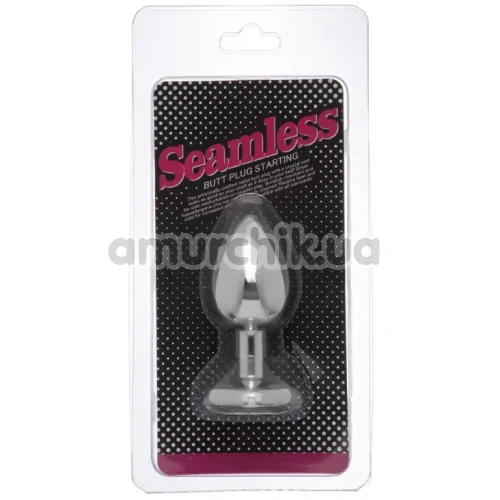 Анальная пробка с черным кристаллом Loveshop Seamless Butt Plug S, серебряная