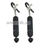 Зажимы для сосков с вибрацией Bad Kitty Vibrating Nipple Clamps с подвеской, черные - Фото №1