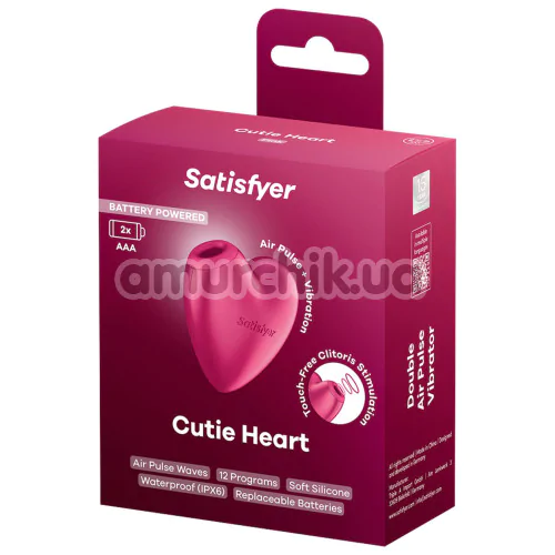 Симулятор орального сексу для жінок з вібрацією Satisfyer Cutie Heart Battery Powered, яскраво-рожевий