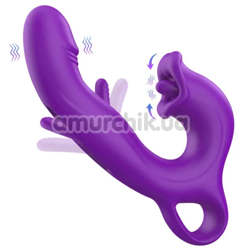 Вибратор для клитора и точки G Sweet Play G-Spot Vibrator With Clitoral Licking & Flapping A17, фиолетовый