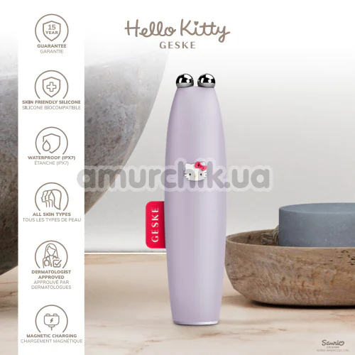 Мікрострумова ручка для підтяжки шкіри обличчя Geske MicroCurrent Face-Lift Pen 6 in 1 - Hello Kitty, бузкова