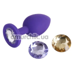 Анальная пробка со сменным кристаллом So Divine Bootylicious М, фиолетовая - Фото №1