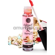 Блеск для губ с эффектом вибрации Secret Play Vibrant Kiss Pleasure For Two Lip Gloss Sweet Popcorn - попкорн, 6 мл - Фото №1