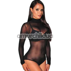 Боди Paris Hollywood Long Sleeve Mesh Bodysuit With Halter Neck, черное - Фото №1