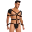 Боди-портупея мужское с фиксаторами для рук Star Night Faux Leather Harness Bodysuit, черное - Фото №5