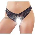 Трусики-стринги Cottelli Collection Crotchless Lace Slip 2310813, чёрные - Фото №1