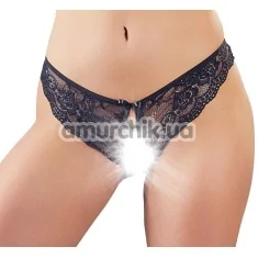 Трусики-стринги Cottelli Collection Crotchless Lace Slip 2310813, чёрные - Фото №1