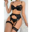 Комплект JSY Sexy Lingerie JS228170, черный: бюстгальтер + трусики-стринги + пояс для чулок - Фото №6