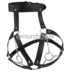 Портупея Behave! Luxury Fetish Breast Harness With O-Ring Chains, чорна - Фото №1