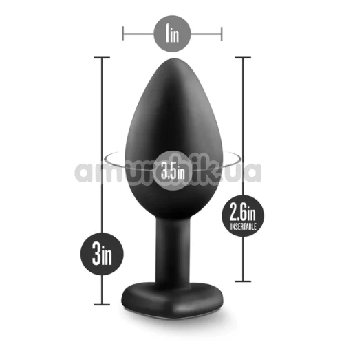 Анальная пробка с прозрачным кристаллом Temptasia Bling Plug Small, черная