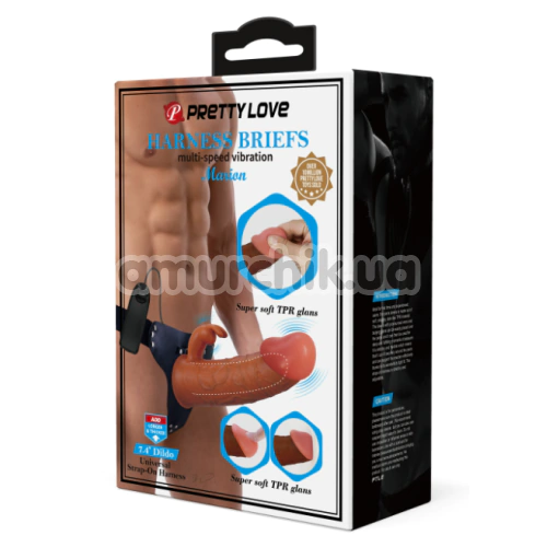 Порожній страпон з вібрацією Pretty Love Harness Briefs Marion, коричневий