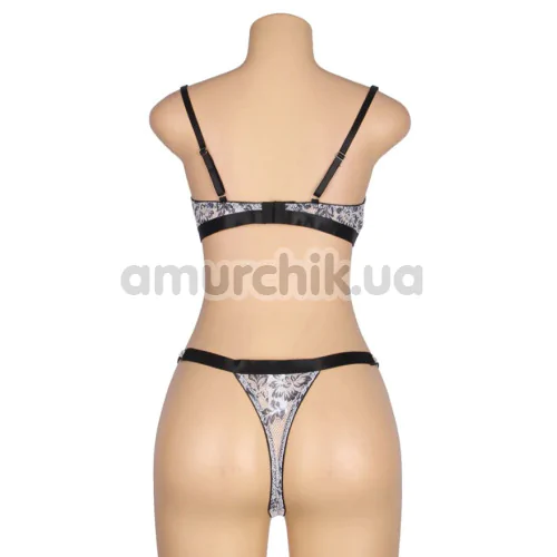 Комплект Star Night Sexy Floral Two-Tone Lace Set, черно-белый: бюстгальтер + трусики-стринги