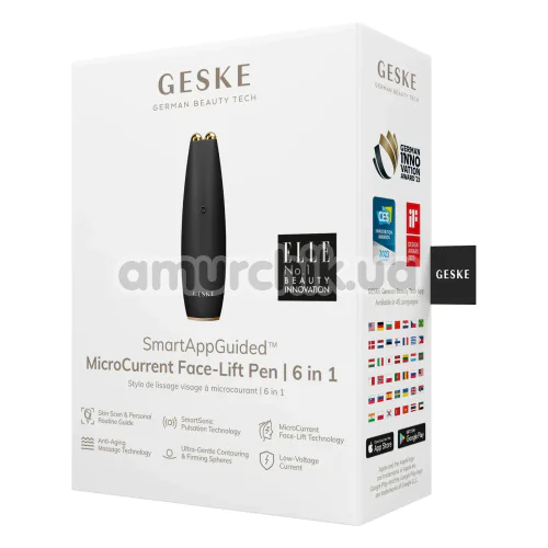 Мікрострумова ручка для підтяжки шкіри обличчя Geske MicroCurrent Face-Lift Pen 6 in 1, сіра
