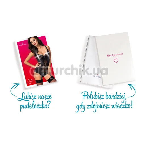 Комплект Obsessive Heartina черный: корсет + трусики