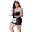 Костюм покоївки Paris Hollywood Soubrette Outfit, чорно-білий: сукня + фартух + трусики-стрінги + чокер + головний убір + мітелка - Фото №3