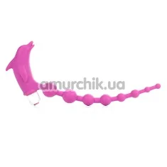 Анальний ланцюжок з вібрацією Cheerful Bead Dolphin, рожевий - Фото №1