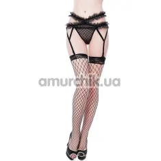 Комплект JSY Sexy Lingerie SO3682 черный: пояс для чулок + трусики-стринги + чулки - Фото №1
