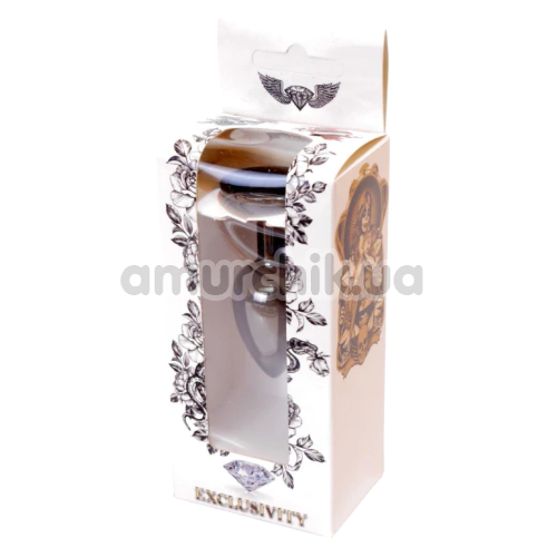 Анальна пробка із чорним кристалом Exclusivity Jewellery Dark Silver Plug, срібна