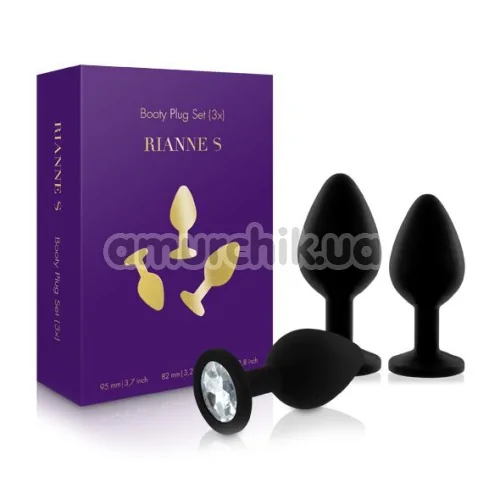 Набір з 3 анальних пробок Rianne S Booty Plug Set (3х), чорний
