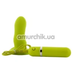 Анальная пробка с вибрацией Purrfect Silicone, 10 см зеленая - Фото №1