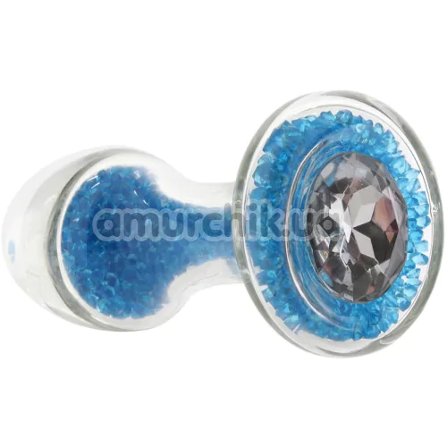 Анальна пробка Stardust Premium Glass Plug Glam, блакитна