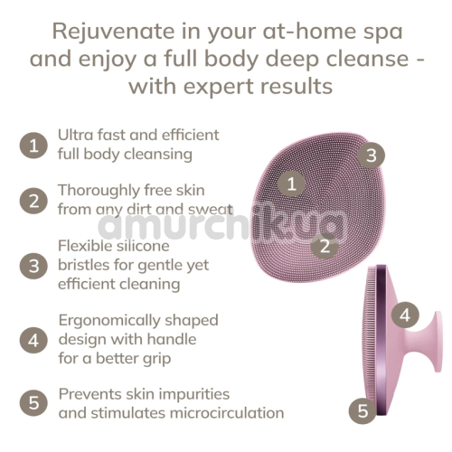Щетка для тела Geske Body Brush 4 in 1 Suction Mount Metal, светло-розовая