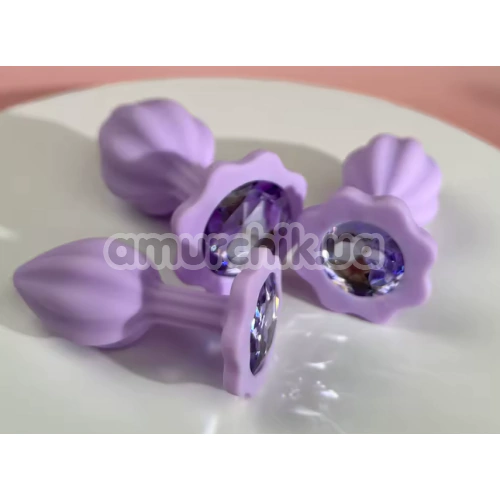 Набор анальных пробок с фиолетовым кристаллом Alume Silicone Plug, фиолетовый