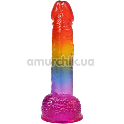 Фалоімітатор Doc Johnson Crystal Jellies Realistic Cock With Balls 8.5, мультикольоровий