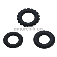 Набір ерекційних кілець Alume 3 Cock Ring Set, чорний - Фото №1