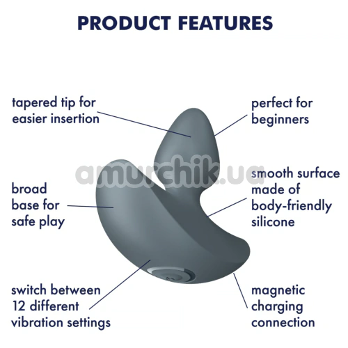 Анальная пробка с вибрацией Satisfyer Booty Absolute Beginners 1, серая