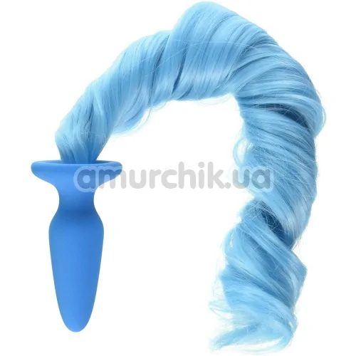 Анальная пробка с голубым хвостом Unicorn Tails Pastel, голубая