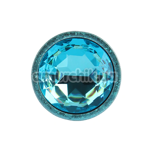 Анальна пробка з блакитним кристалом Matrix Mont Nebula Blue Gem Metal Plug S, блакитна