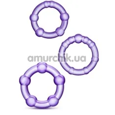 Набір ерекційних кілець Stay Hard Beaded Cockrings, фіолетовий - Фото №1