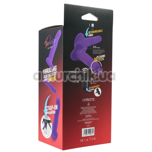 Вібратор для точки G Virgite Fantasy Dildos Vibrating Silicone Dildo Sweet, фіолетовий