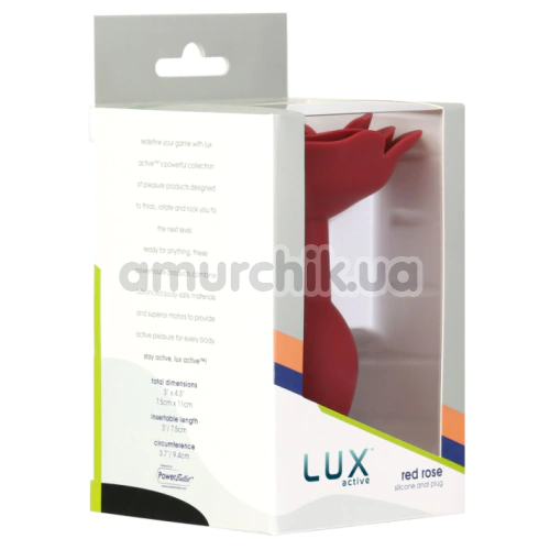 Анальная пробка + вибропуля Lux Active Red Rose Silicone Anal Plug, красная