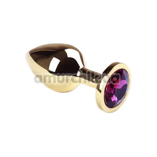 Анальна пробка з рожевим кристалом SWAROVSKI Gold Amethyst Middle, золота