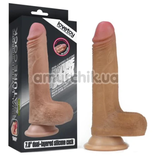 Фаллоимитатор Dual-Layered Silicone Nature Cock LV4001, коричневый