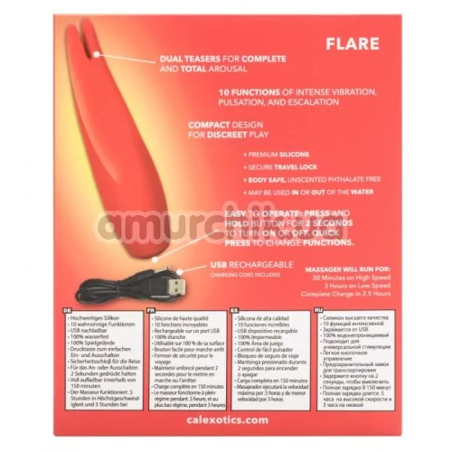 Клиторальный вибратор Red Hot Flare, красный