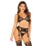 Комплект Leg Avenue Bra Top, String And Garter Belt Stockings, черный: бюстгальтер + трусики-стринги + колготки - Фото №2