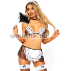 Костюм горничной Leg Avenue Roleplay Flirty French Maid черный: бюстгальтер + юбочка + трусики-стринги + украшение на голову - Фото №1