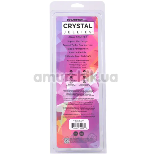 Фаллоимитатор Doc Johnson Crystal Jellies Anal Starter 5.5, бирюзовый