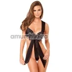Боди Unwrap Me Satin Bow Teddy, черное - Фото №1