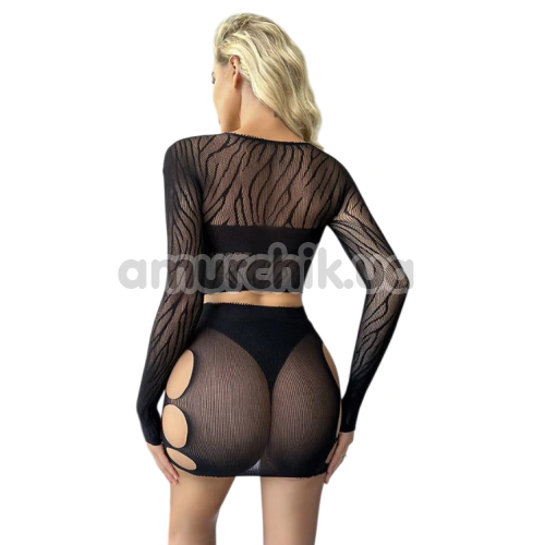Комплект Star Night Sexy Hollow Out Set, черный: топ + юбка