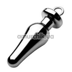 Анальна пробка Tom of Finland Weighted Aluminum Plug with Pull Ring, срібна - Фото №1