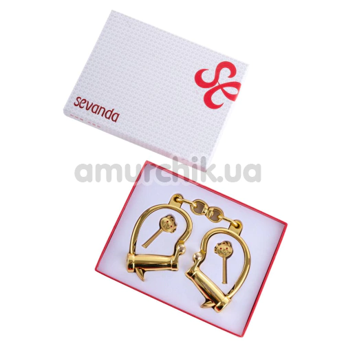 Наручники Lockink Sevanda Love-Slave & Pretty-Sub BDSM Bondage-Toy Handcuffs, золоті