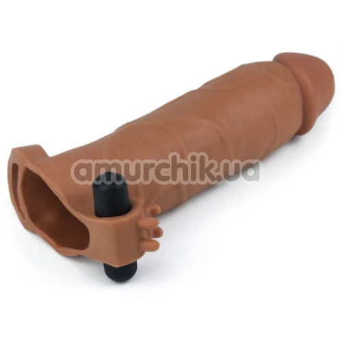 Насадка - удлинитель пениса с вибрацией Lovetoy Pleasure X-Tender Series LV1066, коричневая